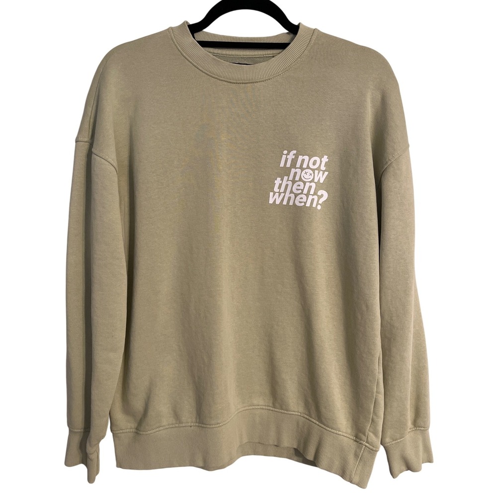 Lefties Man Cotton Crew Neck Sweatshirt Pullover If Not‎ Now Then When Smiley